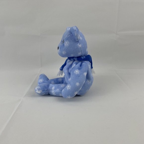 Ty Beanie Baby 1999 Holiday Teddy Blue Snowflake Scarf 9" Plush Stuffed Animal - Picture 5 of 6